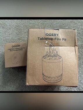 Ogery Tabletop Stainless Steel Fire Pit  and Ogery camping lights